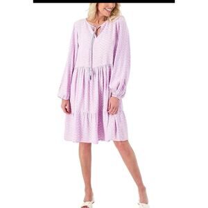 Destination 365 Printed V-Neck Tiered Dress With Tassel  Size 1X 2295